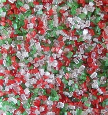 EDIBLE SPARKLING SUGAR CRYSTALS CAKE SPRINKLES XMAS RED & GREEN by Nice Buns 