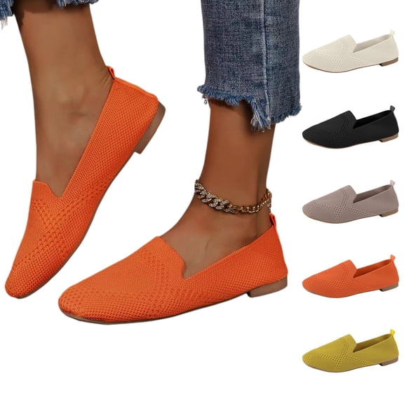 YOUYEDIAN Orthopedic Casual Shoes for Women Arch Support Golf Shoes Wide Non Slip Slip on Business Casual Shoes Mesh Stretch Comfort 2026 Orthopedic Shoes (Orange)