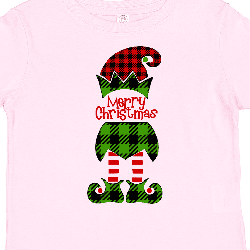 Inktastic Merry Christmas Elf in Red and Green Plaid Boys or Girls Toddler T-Shirt