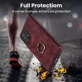 thumbnail image 4 of Fit for Samsung Galaxy A52 5G/4G Case Card Pocket 360° Rotatable Ring Holder Kickstand, Shockproof Drop Resistant PU Leather Soft TPU Back Protective Phone Case For Samsung Galaxy A52 5G/4G, Winered, 4 of 8