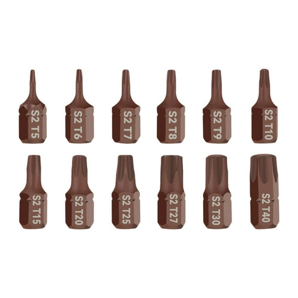 7 Piezas Brocas Destornillador Kit Puntas Impacto Acero Portátil Versátil Multifunción Accesorio Herramientas Adecuado para Reparación Doméstica Equip 12 piezas Torx