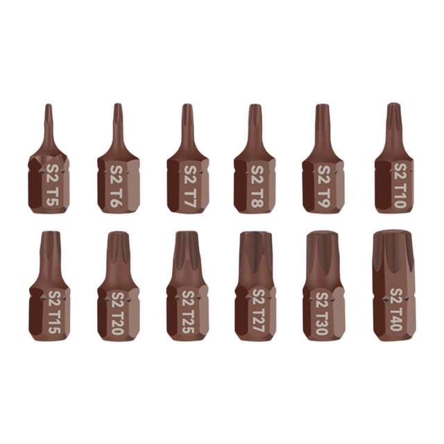 jinwen Impact Screw Driver Bits Set 1/4" Drive Portable Multipurpose High Strength Repair Tools Screwdriver Bits for Pneumatic Tools 12pcs Torx