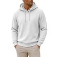 thumbnail image 3 of Atkumj Waffle Hoodies for Men Trendy Adjustable Drawstring Hooded Sweatshirt Casual Solid Color Long Sleeve Pullover Hoodie, 3 of 10