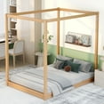 thumbnail image 3 of Churanty Wood Full Size Canopy Platform Bed Frame with Support Legs,Natural, 3 of 9
