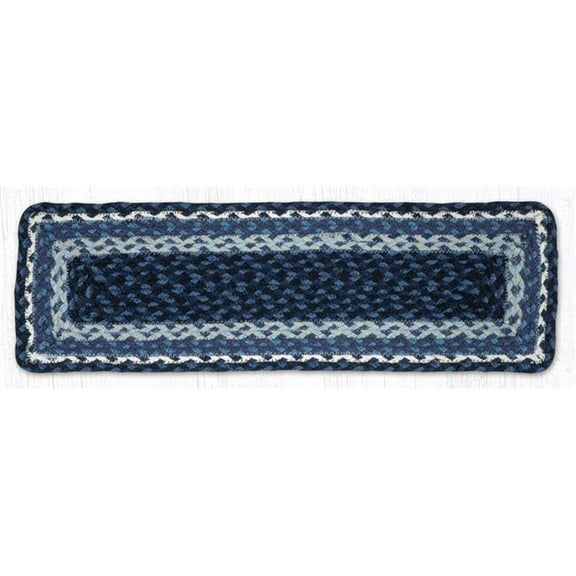 Earth Rug 39-443 27 x 8.25 in. C-443 Blue, Gray & Ivory Braided Rectangle Stair Tread Mat
