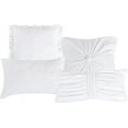 thumbnail image 3 of ESCA 7-Piece Laila White Chic Ruched Pleated Comforter & Sheet Set Bedding Set Breathable, All Season, Soft & Lightweight - King/Cal King Size, 3 of 4