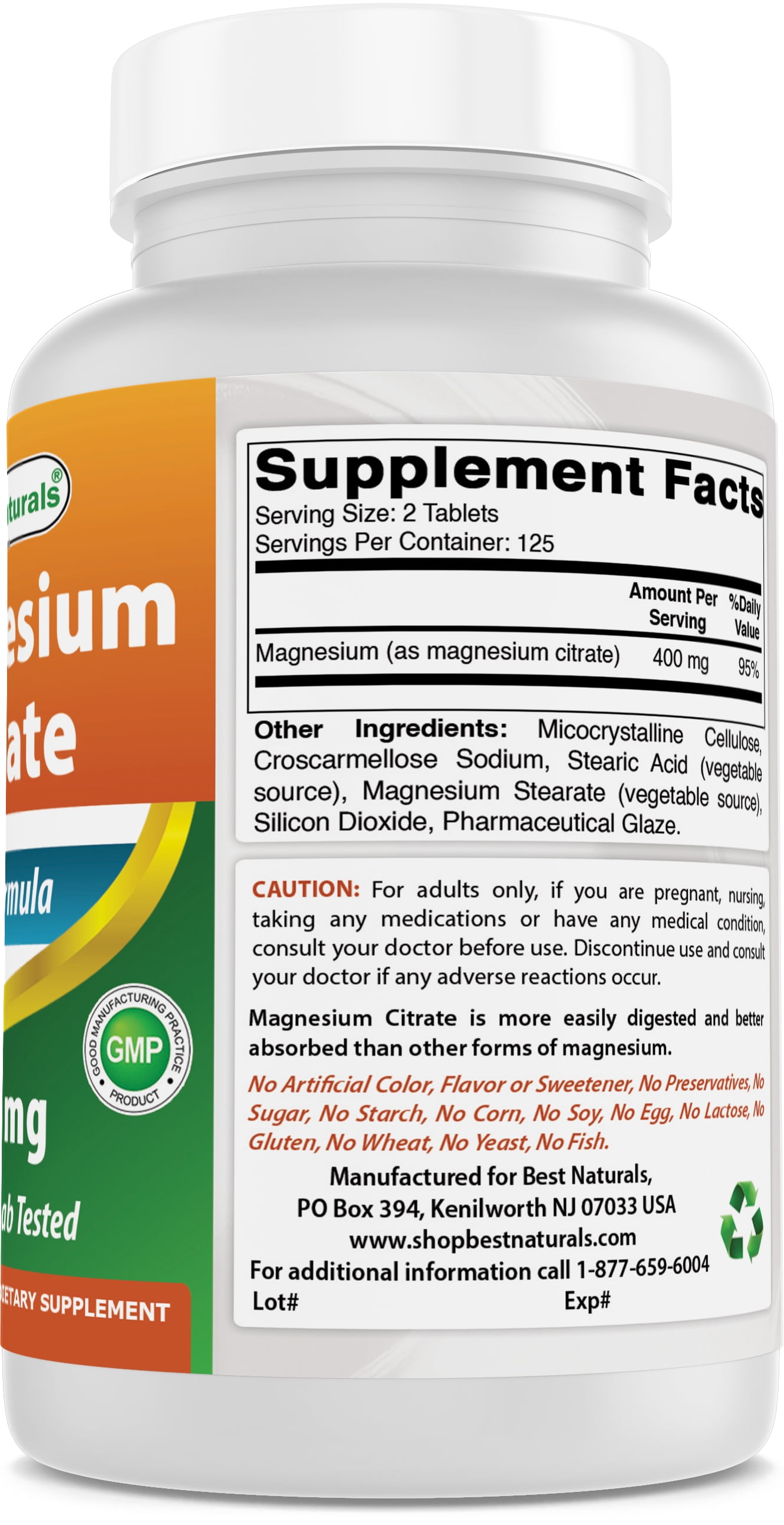 Best Naturals Magnesium Citrate 400mg 250 Tablets