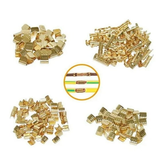 400pcs U-Shape Terminal Cable Wire Spade Butt Connector Copper Crimp Terminals Kit