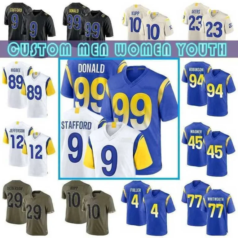 NFL_Jerseys 09H Jersey Los Angeles''Rams''Men #89 Tyler Higbee 10 Cooper  Kupp 9 Matthew Stafford 99 Aaron Donald''NFL'' Custom 