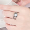 thumbnail image 4 of Dengmore Oval Rainbow Moonstone Silver Ring, Burnished Sterling Silver Multi Color Change Oval Stone Mood Ring, 4 of 8