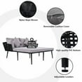 thumbnail image 4 of Outdoor Patio Sunbed with Woven Nylon Rope Backrest with Washable Cushion for Balcony, Poolside, Gray, 4 of 6