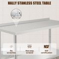 thumbnail image 4 of 60 In x24 In x35 In Rolling Stainless Steel Work Table with Adjustable Undershelf Back Guard and Hooks - Heavy Duty Prep Table for Kitchen and Restaurant, 4 of 7