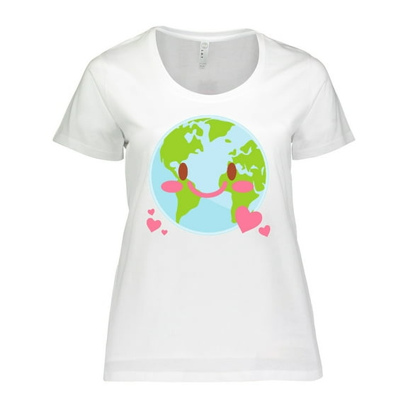 Inktastic Happy Earth Day with Hearts Women's Plus Size T-Shirt