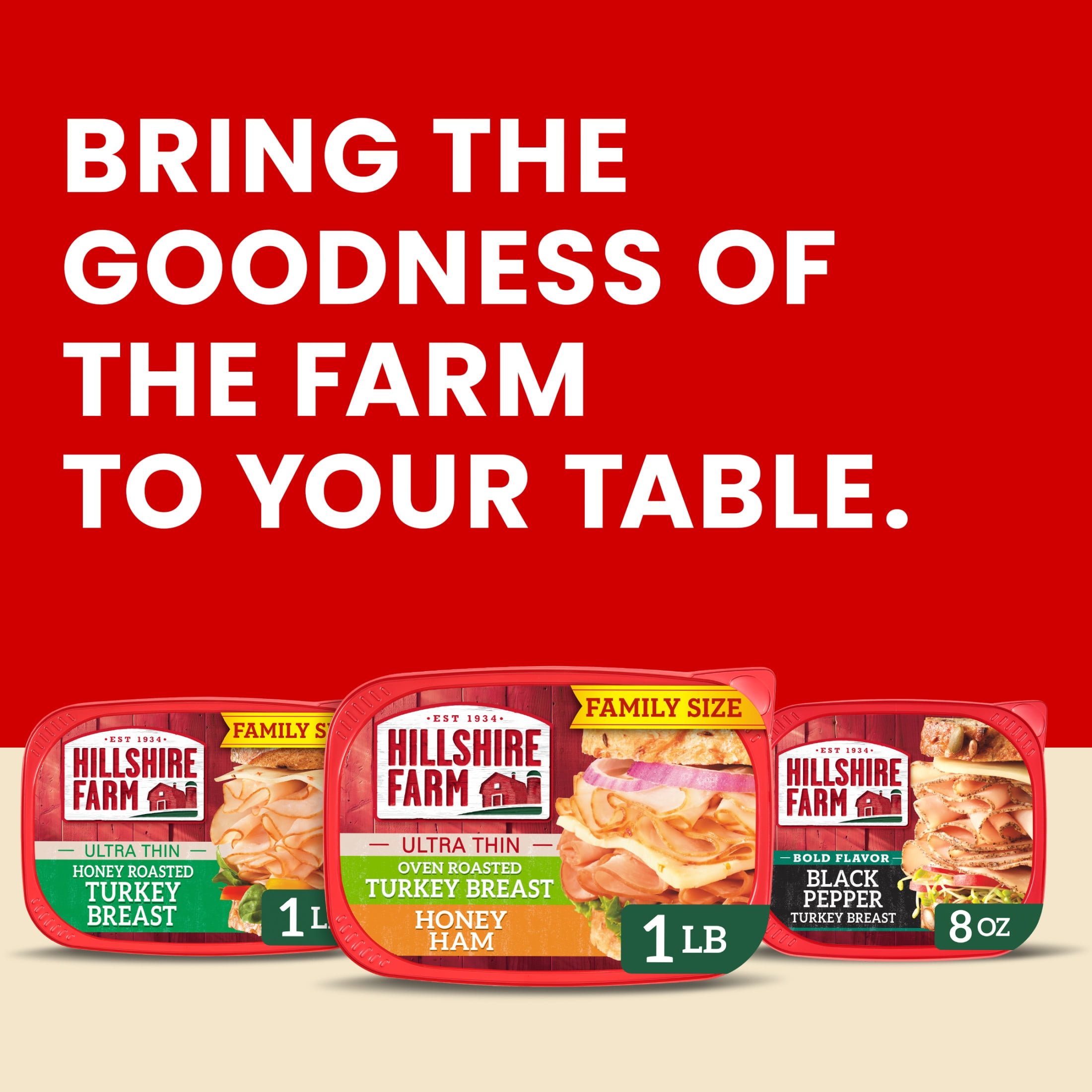 Hillshire Farm Ultra Thin Sliced Honey Ham Lunchmeat, 16 oz Variety Pack Plastic Tub, Refrigerated