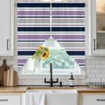 thumbnail image 6 of Purple Grey Striped Swag Curtains for Kitchen/Bedroom/Living Room, Farmhouse Stripes Modern Abstract Art Scalloped Curtains 63 Inch Long, Window Swag Topper Curtains Valances 2 Panels Set 36"x63", 6 of 8
