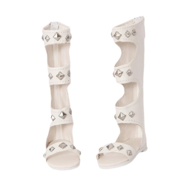 Zapatos para Muñecas a Escala 1/4, de Piel Sintética Blanca, Accesorios para Vestir Muñecas, Sandalias para Muñecas