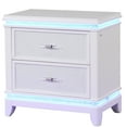 thumbnail image 4 of Opium Modern White 2-Drawer Nightstand with LED Lights & Mirror Front | Solid Wood & MDF Bedside Table | 17"L x 28"W x 28"H | Bedroom Furniture | NJ Inventory, 4 of 5