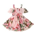 thumbnail image 1 of Hfolob Robes d'Été pour Filles à Imprimé Floral, Jupe-Culotte à Volants pour Enfants, Robe Fluide de Plage, Robes Décontractées 1-2 Ans, 1 of 4