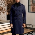 thumbnail image 3 of Aihuaihua Men's Overcoat Trench Coat Long Trench Coat Vacation Daily Fall Winter Polyester Windproof Soft Outerwear Clothing Apparel Fashion Classic Plain Navy XXXL, 3 of 6