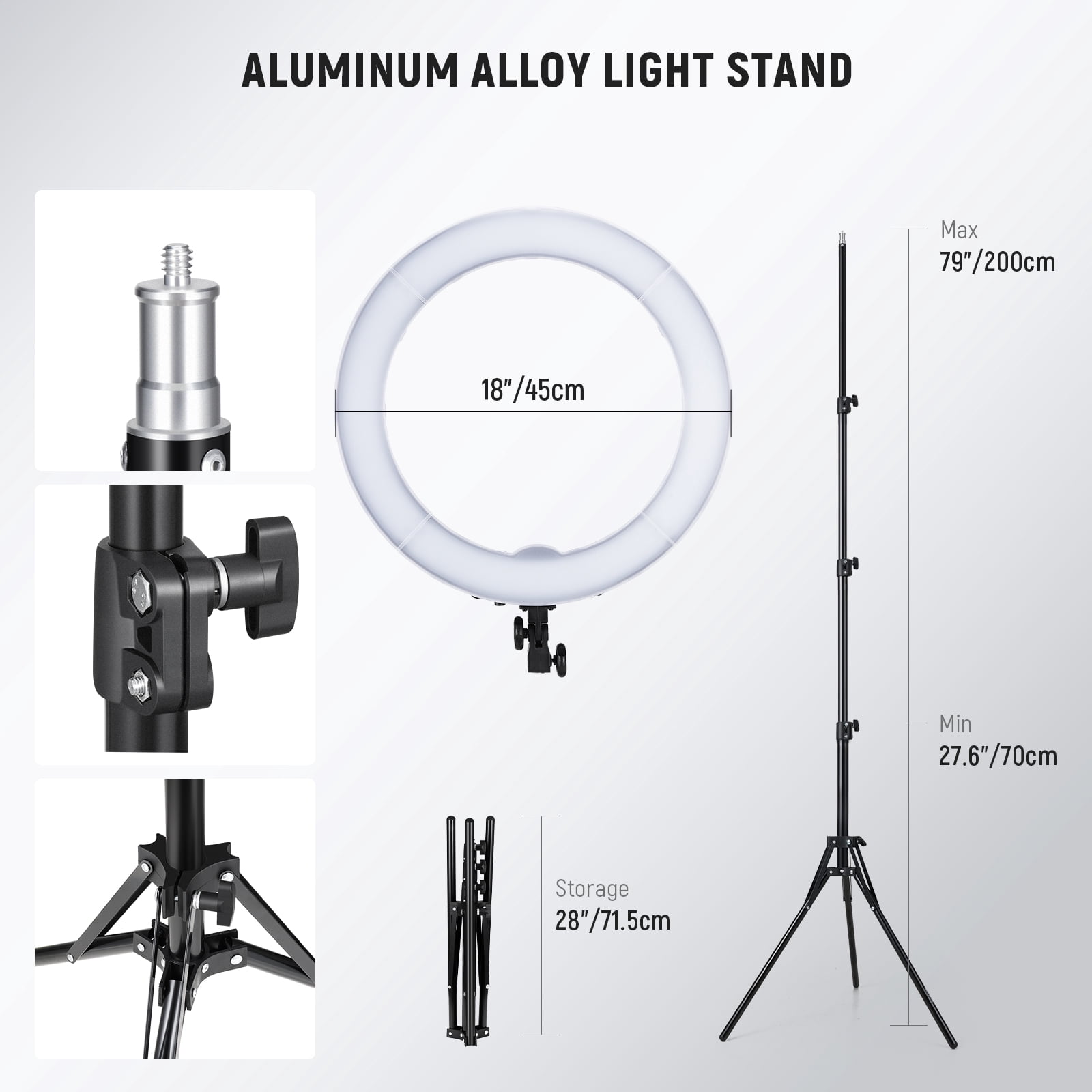 Neewer 55W Ring Light Kit with Stand & Phone Holder | 18" 5600K Dimmable LED for Selfie/Makeup/Photography, Compatible with iPhone – Model RL-18D