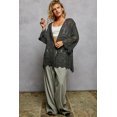 thumbnail image 5 of I AM A FASHION JUNKY POL Openwork Lightweight Open Front Cardigan with Scalloped Edge (CHARCOAL, L), 5 of 5