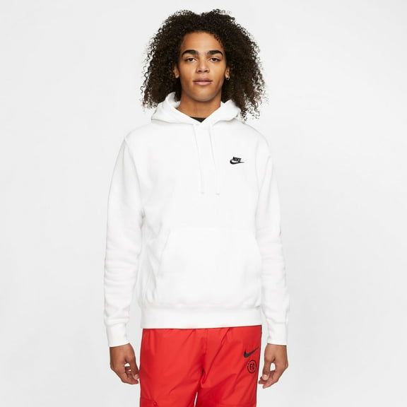 Nike Mens Pullover Fleece Club Hoodie Large White/White/Black