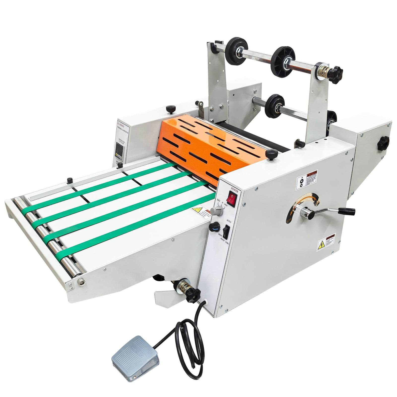 13 Inch Electric Steel Roller Thermal Laminator Single and Double Side Hot Roll Laminating Machine 110V with Conveyor Belt