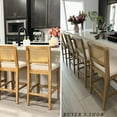 thumbnail image 4 of Guyou Counter Height Bar Stools Set of 4, 26" Farmhouse Wooden Rattan Bar Stools, Modern Chenille Upholstered Breakfast Barstools, Boho Wicker Woven Kitchen Island Chairs for Bar Bistro, White, 4 of 10