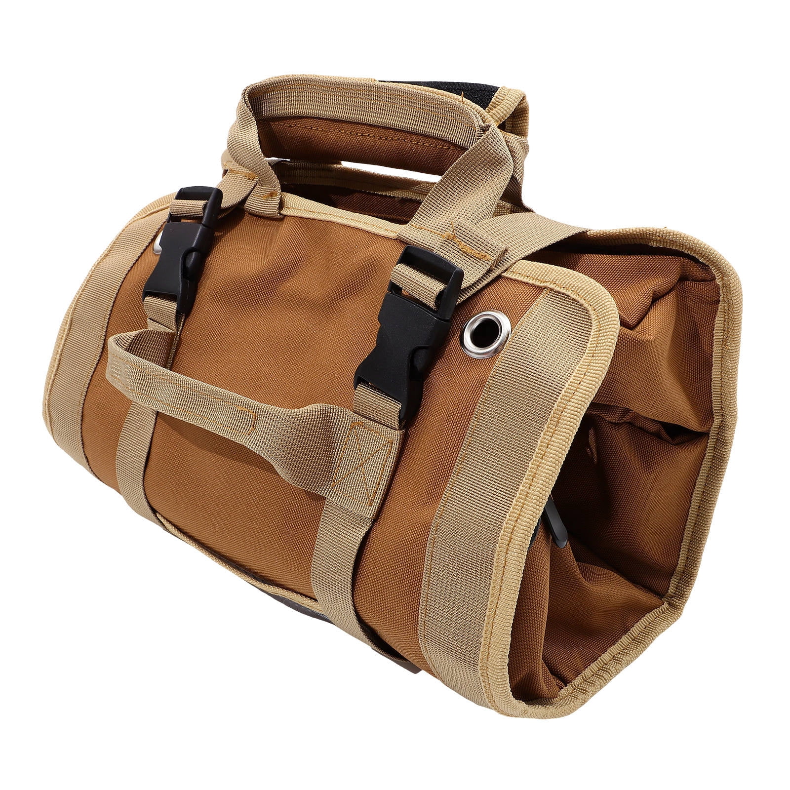 IBASETOY Khaki Tool Roll Organizer Portable Tool Bag for Gardening Electrical and Woodworking Professionals