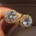 thumbnail image 3 of Round Zircon Stud Earrings for Women Elegant Hollow Design Sparkling Cubic Full Set Dangle Jewelry, 3 of 4