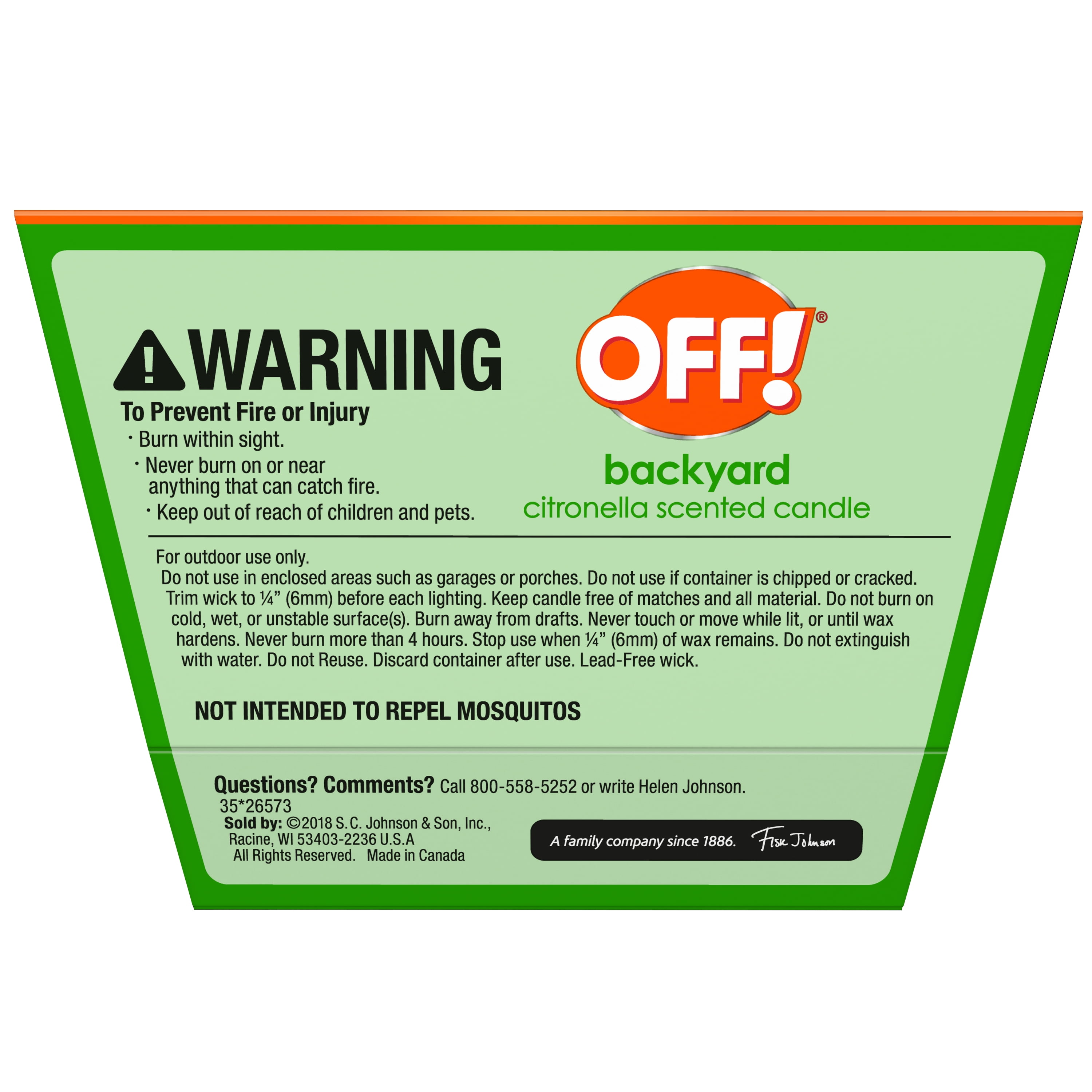 OFF! Citronella Scented Outdoor Candle, 18 oz. (Pack of 3)