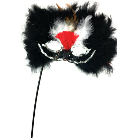 Black And Red Feathered Bird Masquerade Mask Costume Accessory