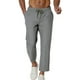 thumbnail image 3 of Pantalones casuales de longitud completa para hombre, con bolsillo y cordón, color sólido, cintura elástica, pantalones cortos para hombre, 3 of 8