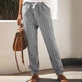 thumbnail image 2 of Liquidación Honeeladyy por menos de 5 $ Pantalones largos holgados informales de verano con estampado de bolsillos para mujer, pantalones largos de pierna ancha para mujer, 2 of 8