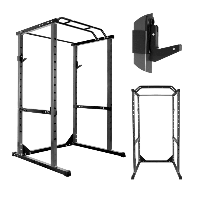 Ultra-Strong 1.8mm Steel Tube Power Cage, 1200 LBS Weight-Bearing Power Rack, Height-Adjustable Squat Rack for Comprehensive Exercises like Squat, Bench Press, Weightlifting, Suitable for Home Fitn