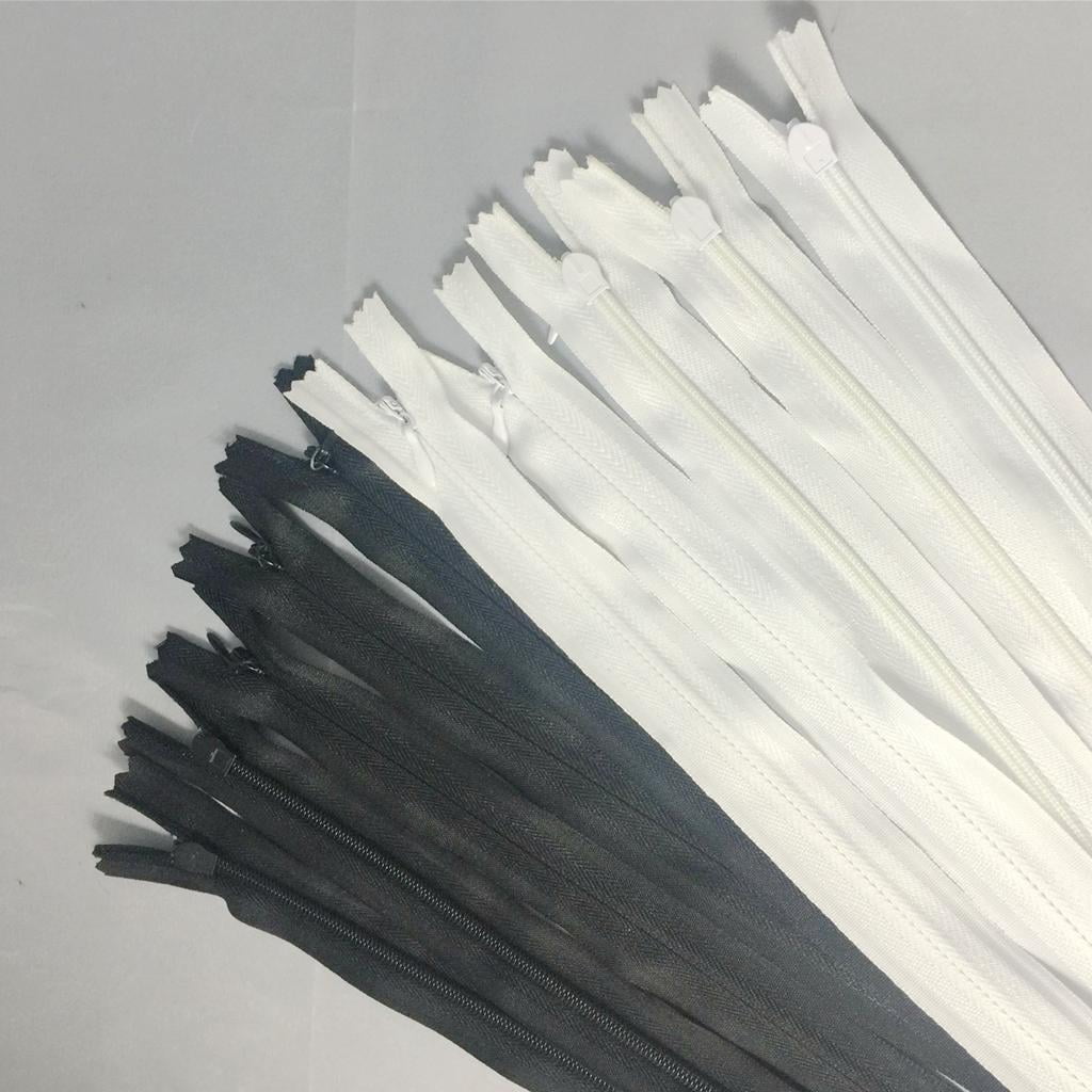 HOMYL 4-5pack 10 Pieces White Black Invisible Nylon Closed End Zip Zippers for Sewing 5 Pcs