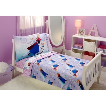 Disney Frozen 4-Piece Unleash the Magic Toddler Bedding Set, Toddler Bed, Purple