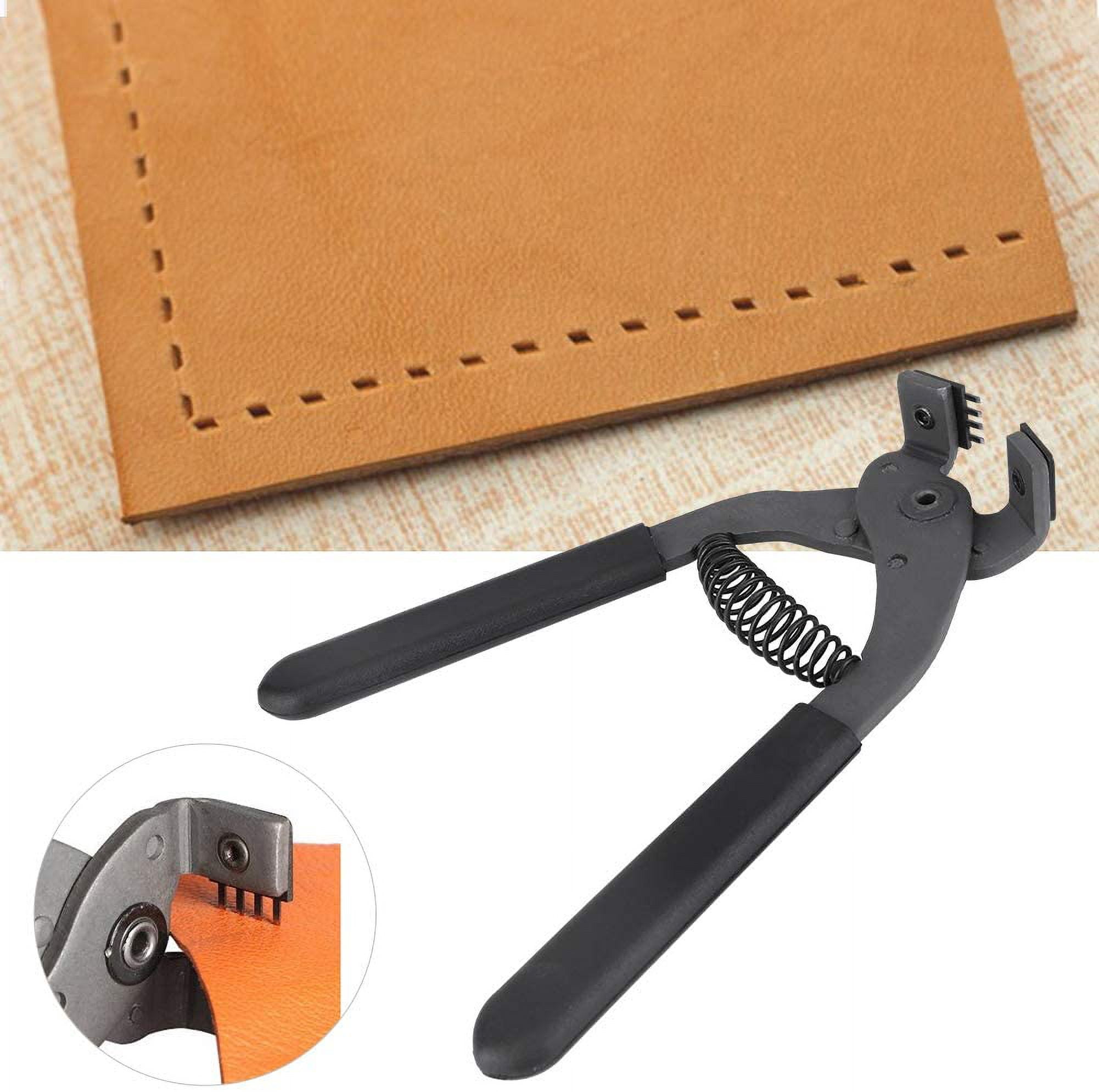 ABCISI Leather Silent Pliers, 17cm / 6.7in Carbon Steel Silent Pliers for Leather Craft, Hole Punch Tool for Belts, Purses & Watch Bands - Home DIY Craft Projects (4mm-4 Teeth)
