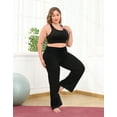 thumbnail image 2 of HDE Women's Plus Size Yoga Pants High Waisted Wide Leg Leggings Black 1X, 2 of 6