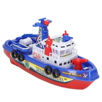 Electric Rescue Boat Toy Children Water Spraying Rescue Ship Model Automatic Water Spray Squirt Boat Plastic Fire Marine Warship Suitable for Bathtub Swimming Pool Beach