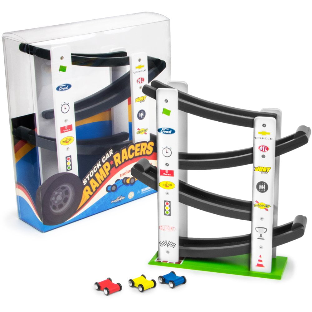 Stock Car Ramp Racers Kids Wooden Toy Set by Imagination Generation 
