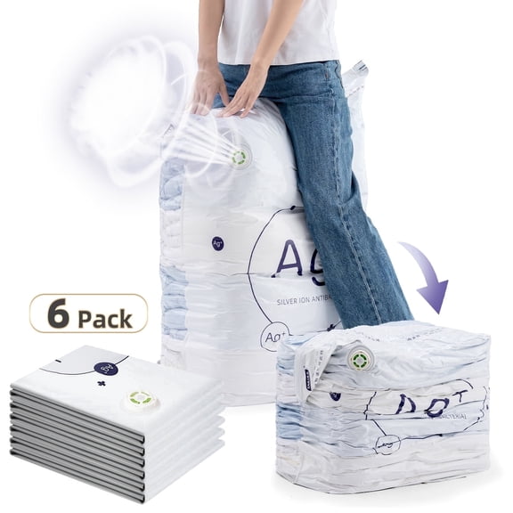 TAILI Vacuum Storage Bags Jumbo Cube, 6 Pack, 31x40x15 inches, for Clothes Comforters Blankets Bedding