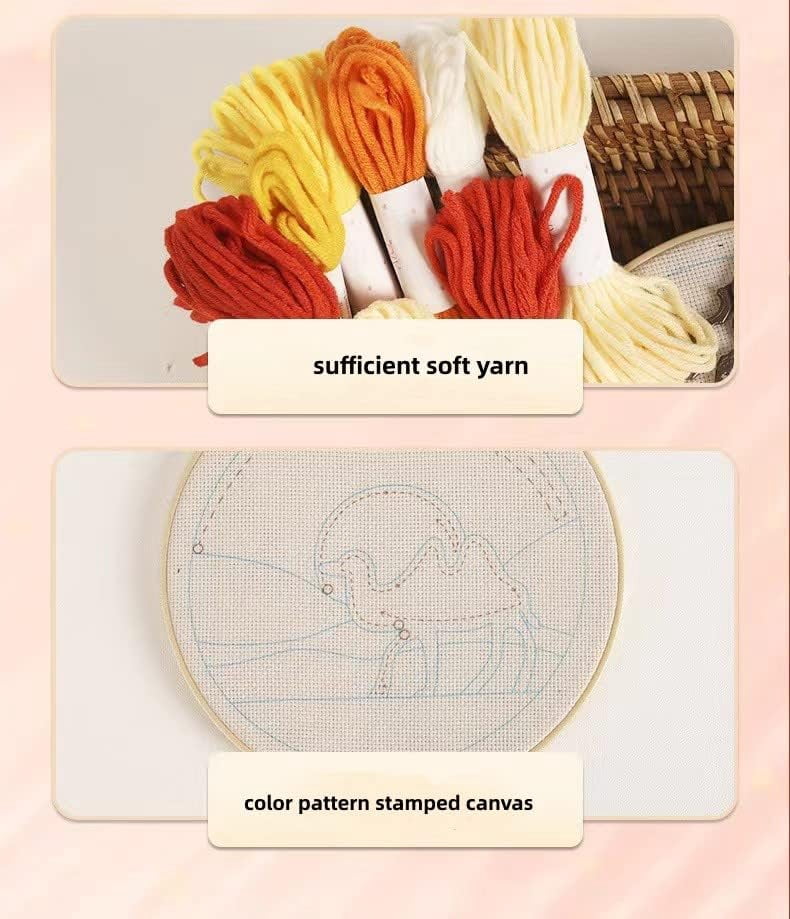 2 Pack Owl,Mushroom Easy Punch Needle Embroidery Starter Kits for Kids and Adults Beginners with Punch Needle Tool,Threader, Stamped Fabric Embroidery,Hoop,Pen, Punch Needle Kits