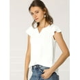 thumbnail image 2 of INSPIRE CHIC Women's V Neck Work Casual Cap Sleeve Blouse Top, 2 of 6