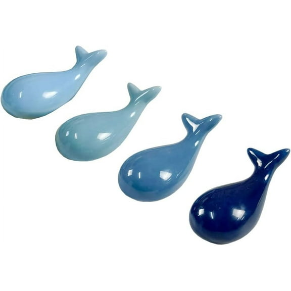 LZLINGMEI 4Pcs Blue Whale Ceramic Chopstick Holder,Rest Rack Porcelain Animal Spoon Fork,Cutlery Stands Table Decors