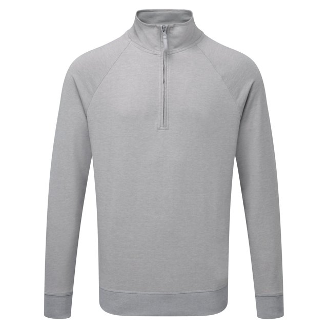 Russell - Sudadera con cremallera 1/4 en el cuello para hombre (Plata Jaspeado)