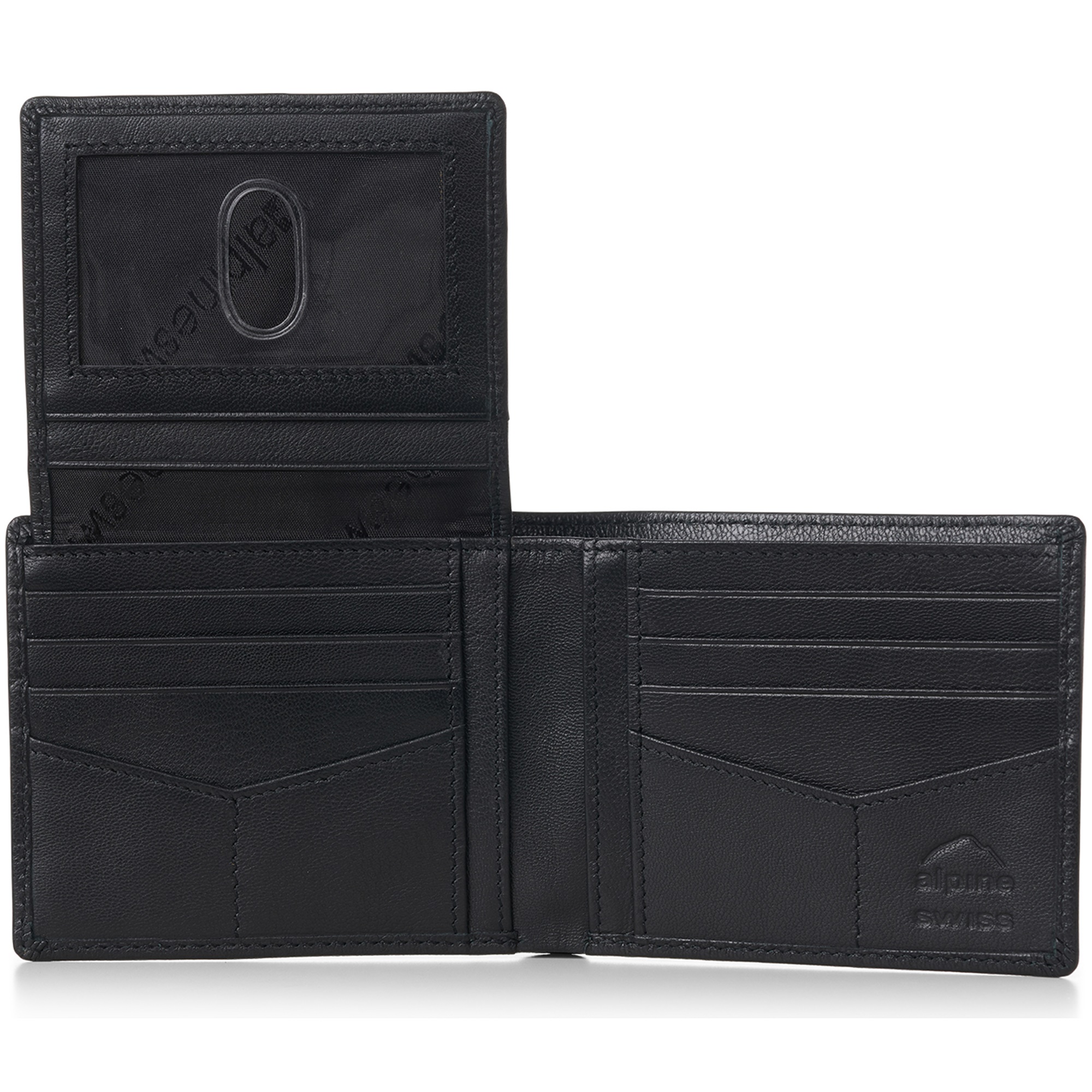Alpine Swiss RFID Mens Wallet Deluxe Capacity Passcase Bifold Two Bill Sections - image 2 of 3