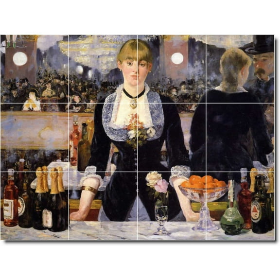 Ceramic Tile Mural-Edouard Manet Women Painting 58. 17" w x 12.75" h using (12) 4.25 x 4.25 ceramic tiles