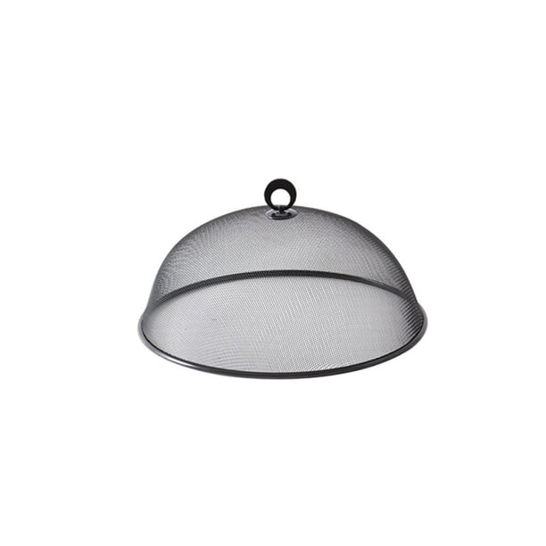 Matsuzay Cubierta para alimentos, mano de obra, accesorios multiusos para el hogar, tienda antivoladora, utensilios de cocina, pantalla redonda, Mostrada Negro