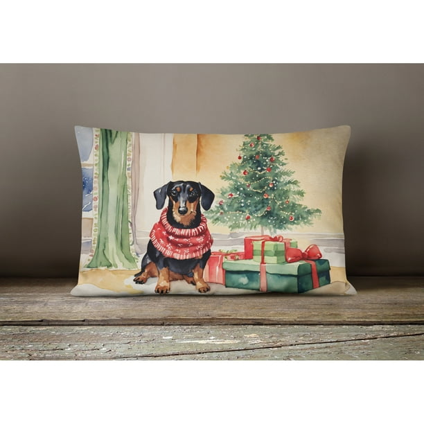 Dachshund christmas pillow sale